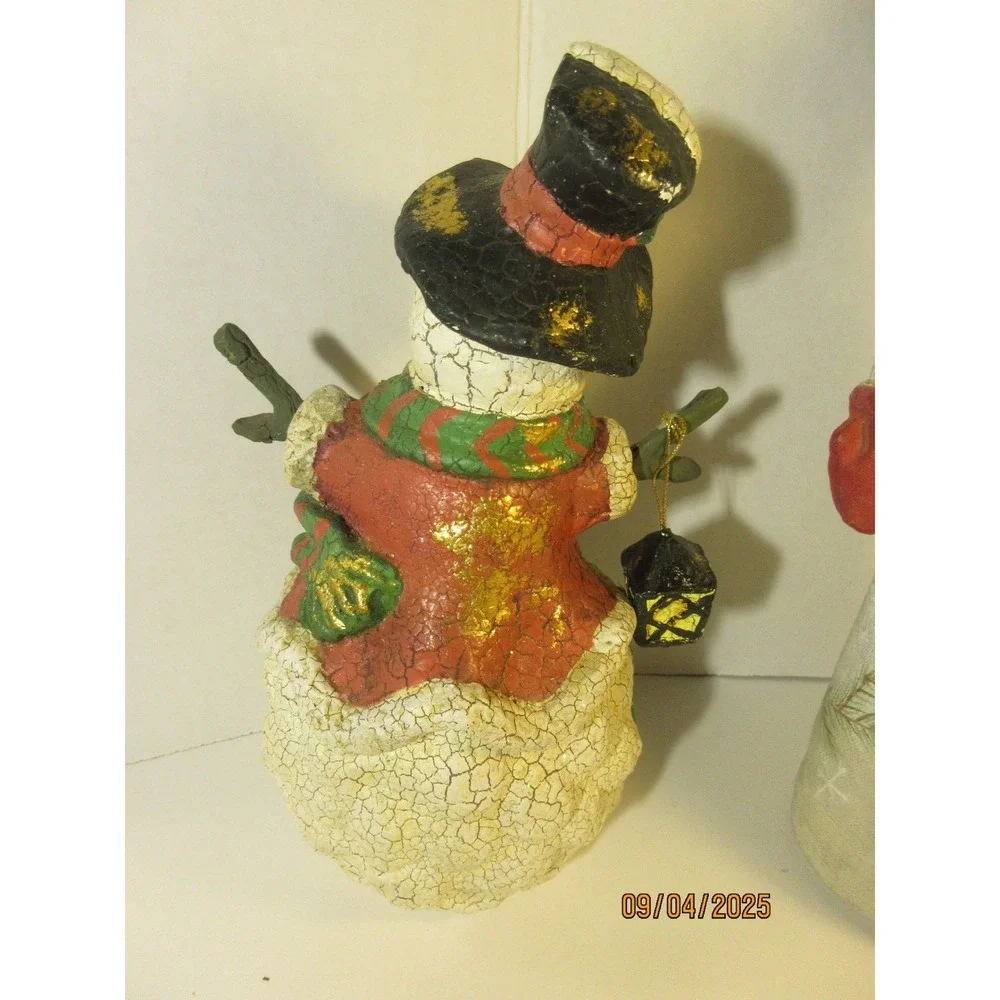 Christmas Snowman Figurines Decoration Holiday Decor Harrow's Set of 2